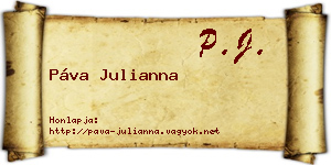 Páva Julianna névjegykártya